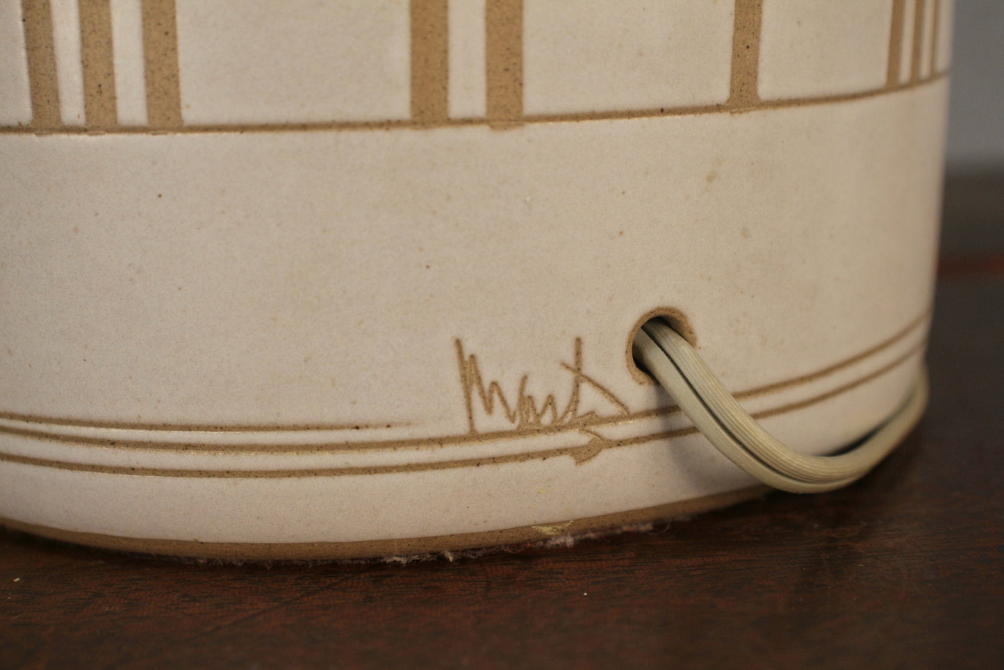 Mid Century Martz Walnut & Ceramic Table Lamp