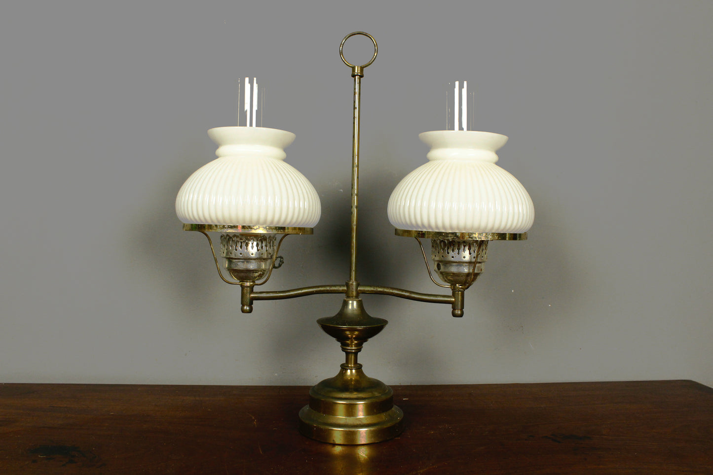 Brass & Glass Double Student Lamp