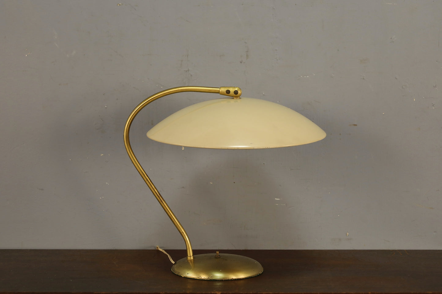 Bauhaus-Style Brass & Cream Saucer Table Lamp