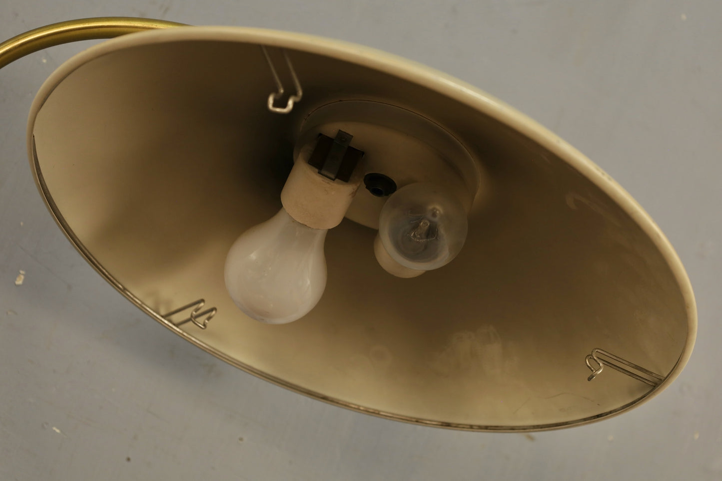 Bauhaus-Style Brass & Cream Saucer Table Lamp