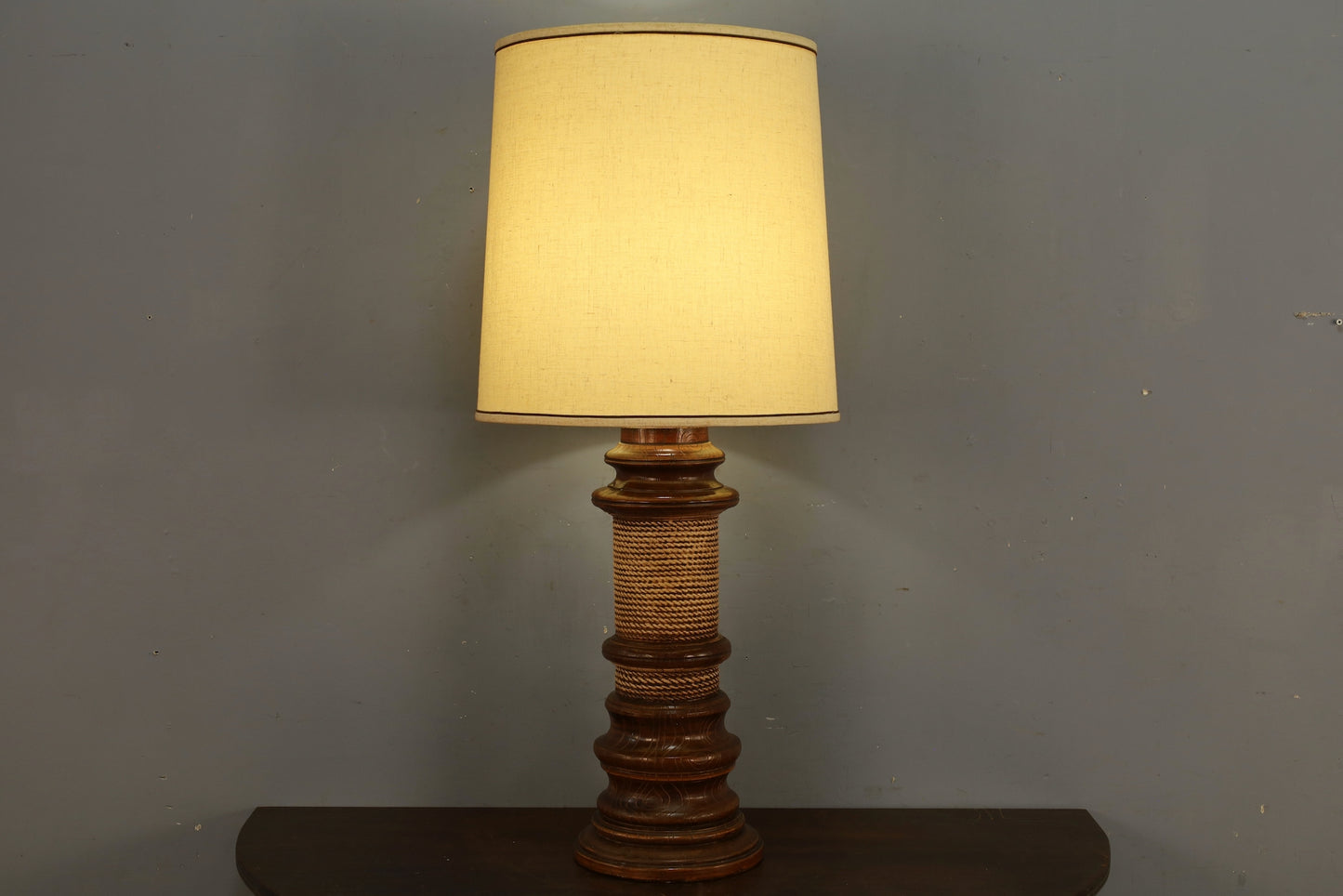 Large Carved Spool Table Lamp