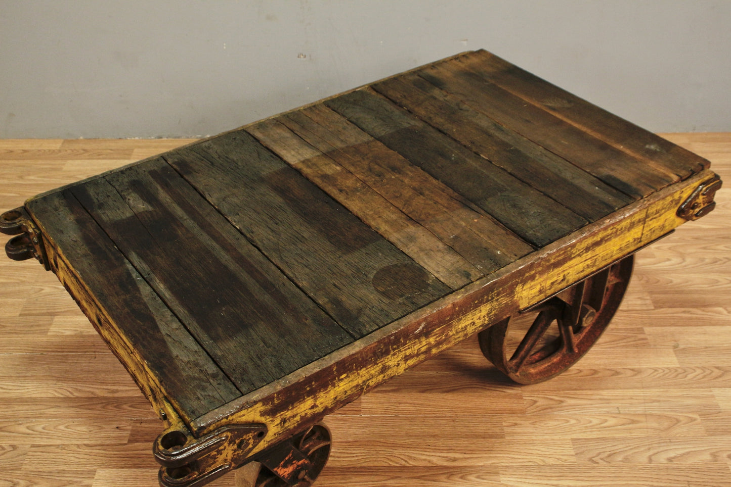 Large Antique Industrial Cart Coffee Table - ONLINE ONLY
