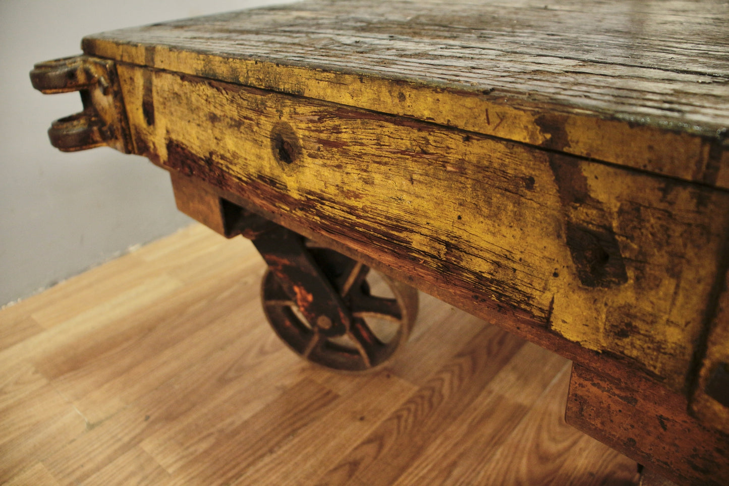 Large Antique Industrial Cart Coffee Table - ONLINE ONLY