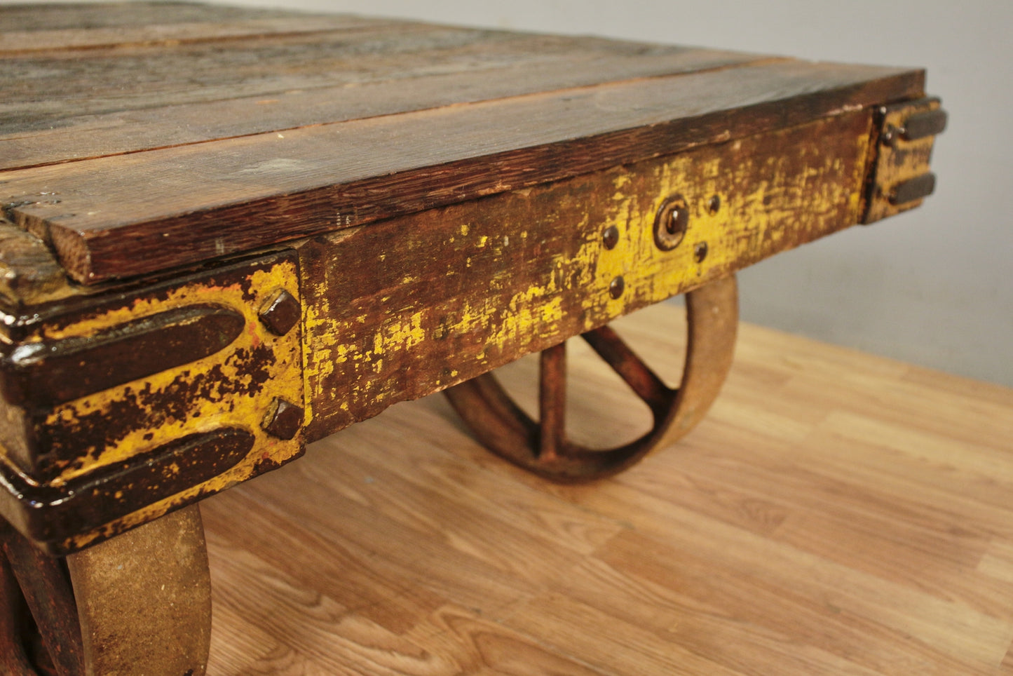 Large Antique Industrial Cart Coffee Table - ONLINE ONLY