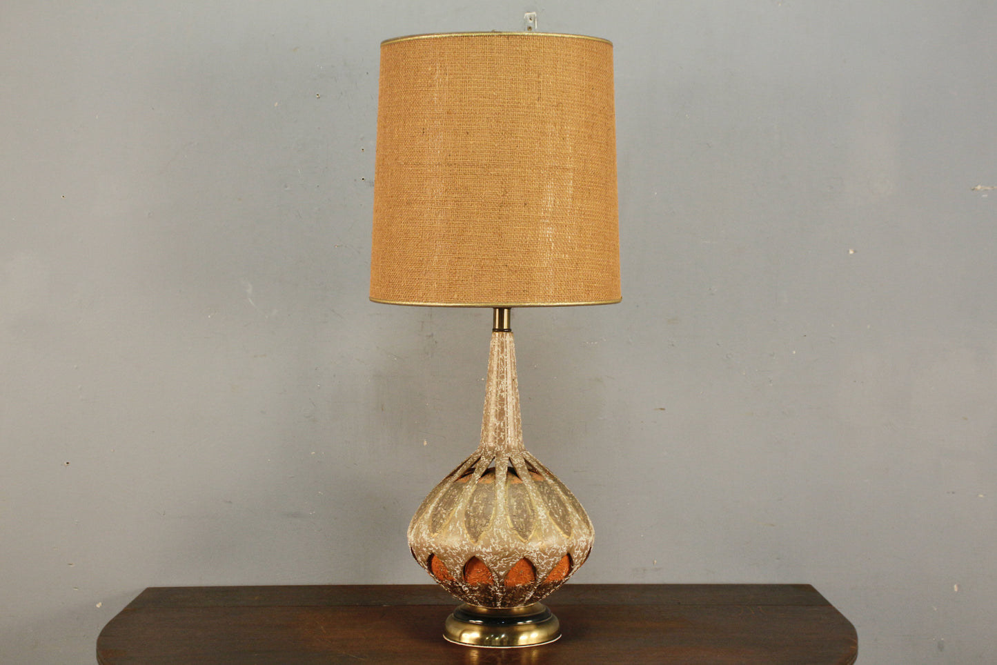 Mid Century Harlequin Chalkware Table Lamp