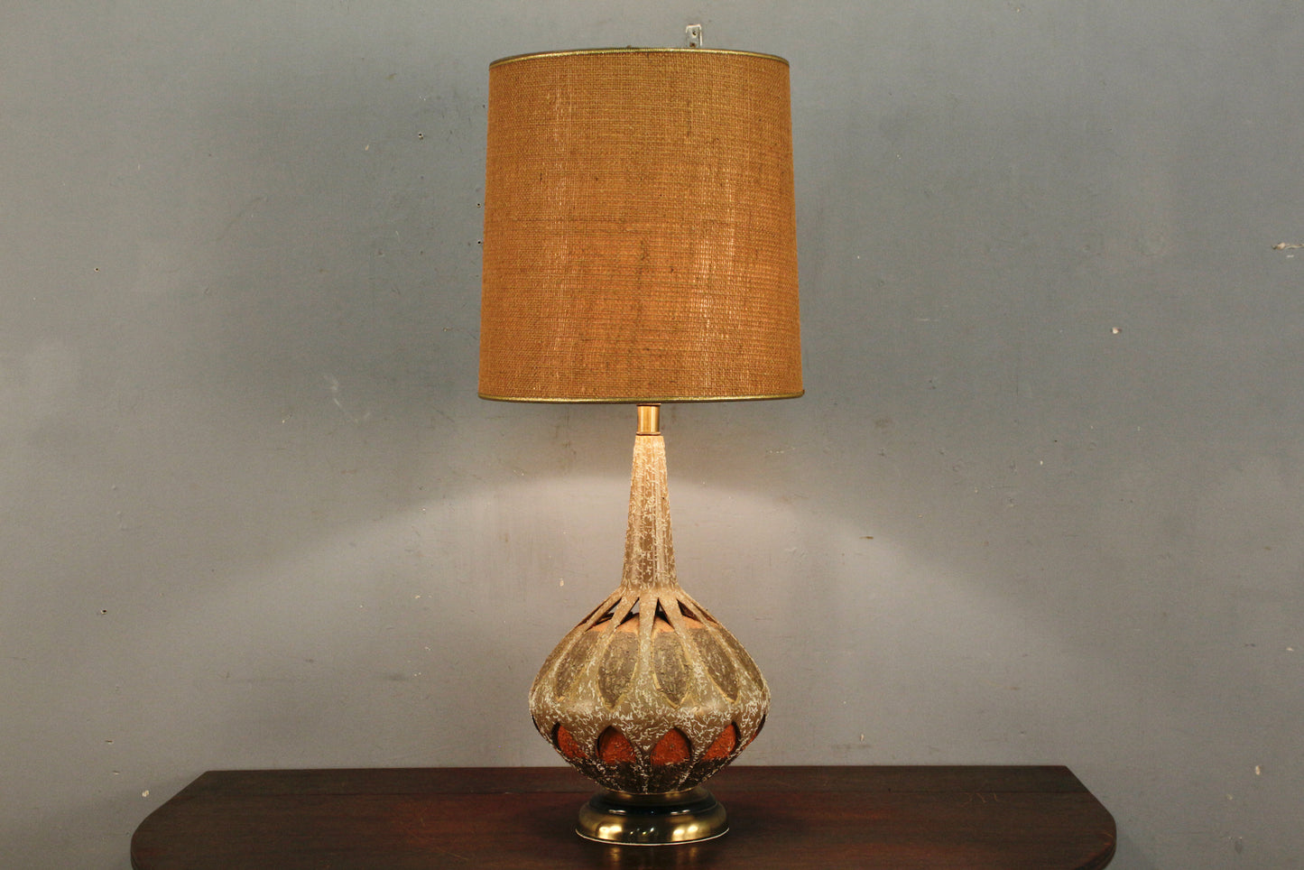 Mid Century Harlequin Chalkware Table Lamp