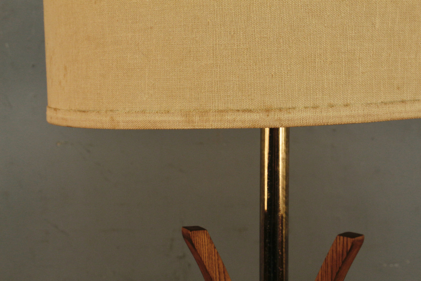 Tall Walnut & Brass Table Lamp