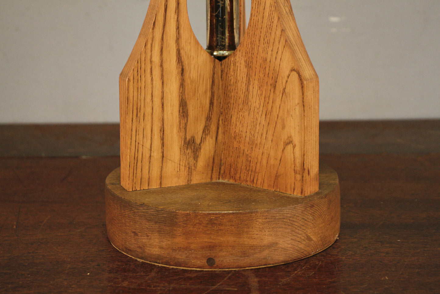 Tall Walnut & Brass Table Lamp