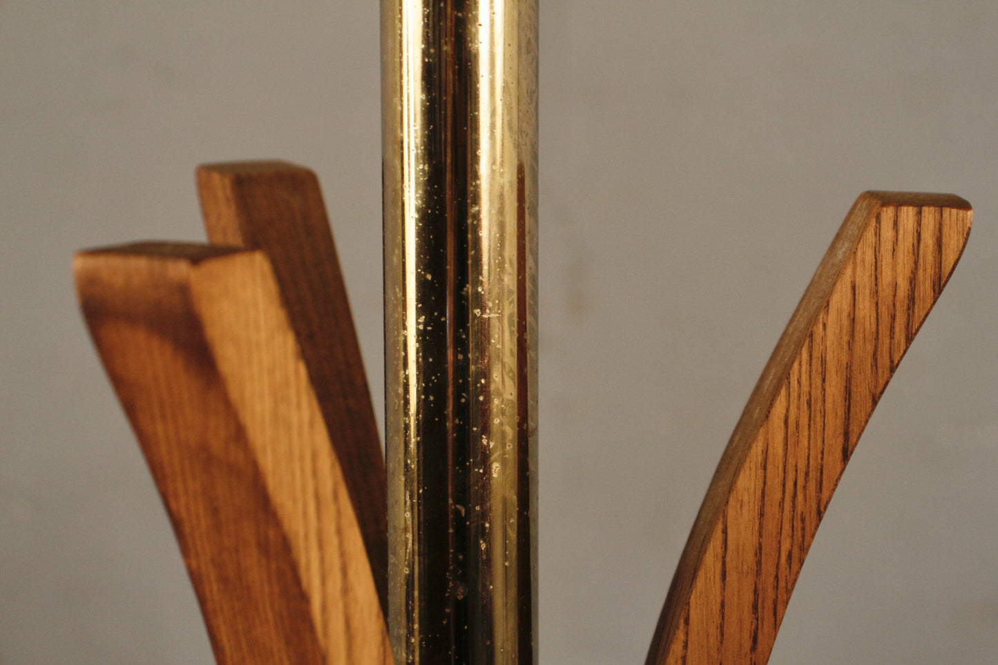 Tall Walnut & Brass Table Lamp