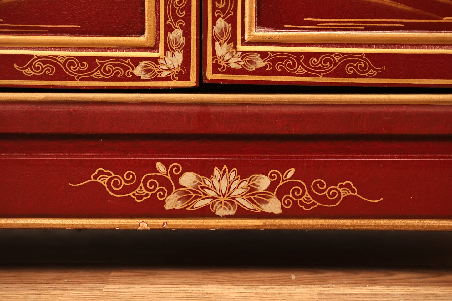 Small Maroon Chinoiserie Cabinet