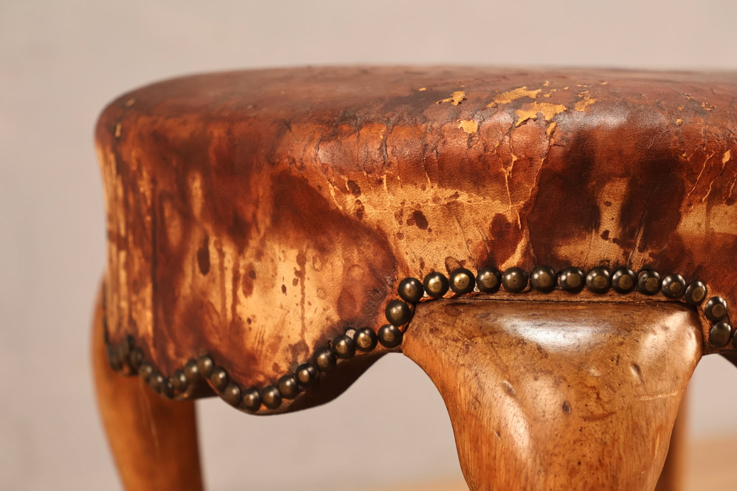 Hide & Nailhead "Ramsfoot" Stool