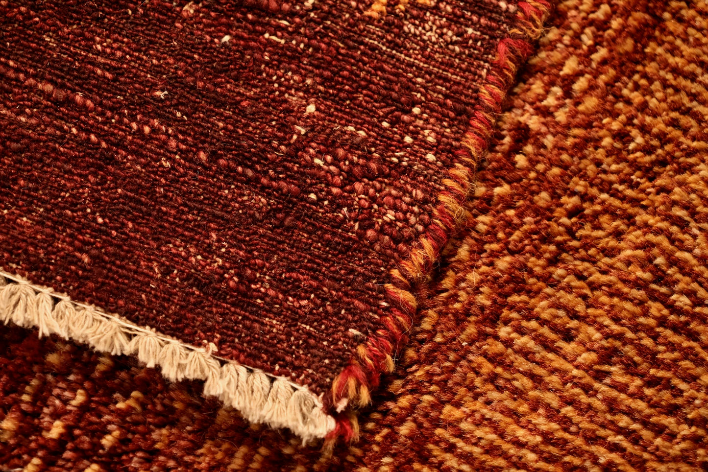 Large Red & Burgundy Striped Wool Rug - ONLINE ONLY