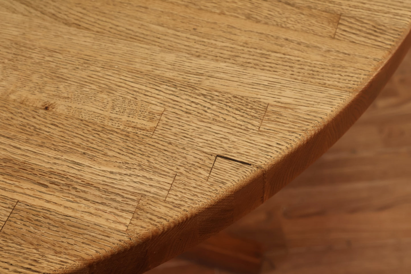 Oak Parquet Round Dining Table - ONLINE ONLY