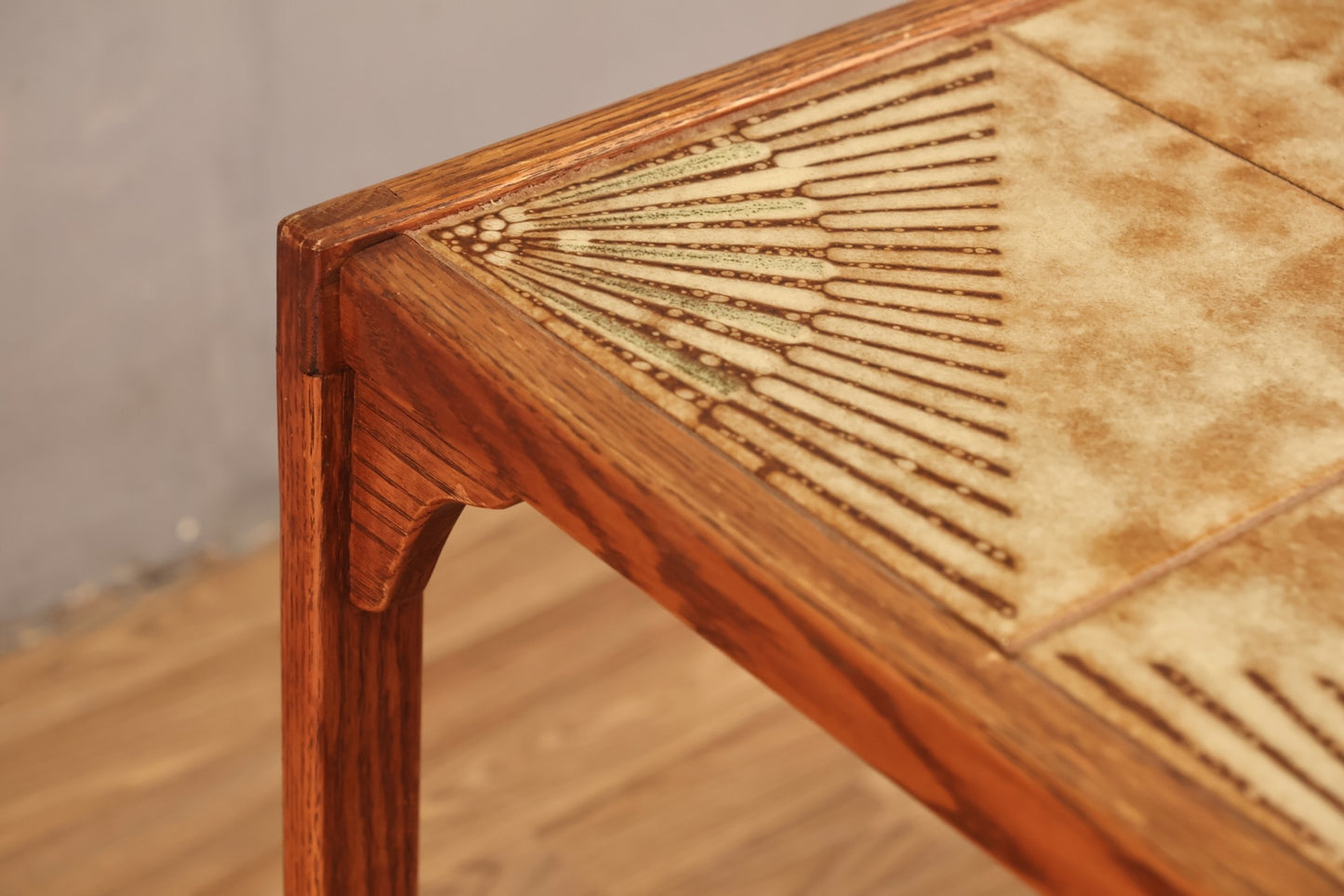 Oak & Tan Tile End Table