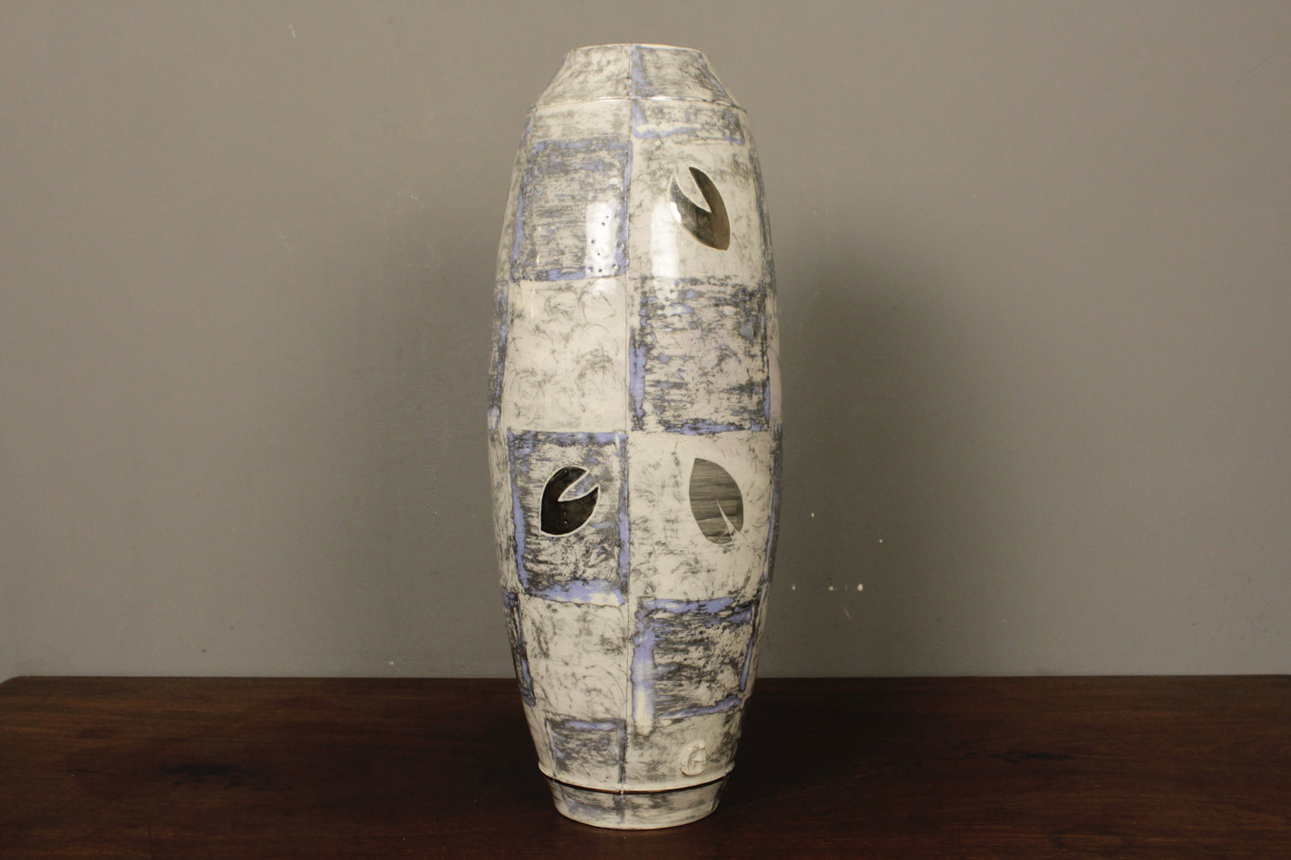 Tall Ceramic Silver Leaf Vase