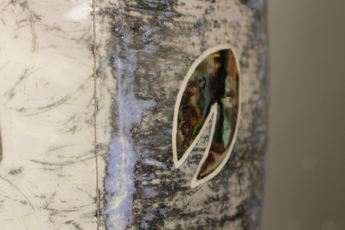 Tall Ceramic Silver Leaf Vase