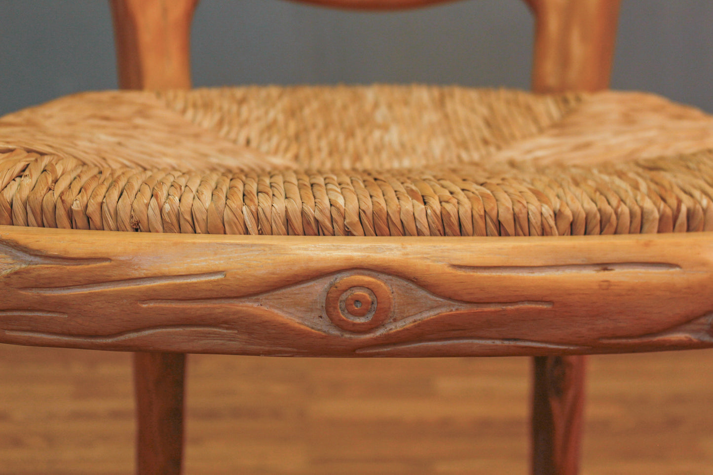 Faux Bois Cane & Rush Side Chair