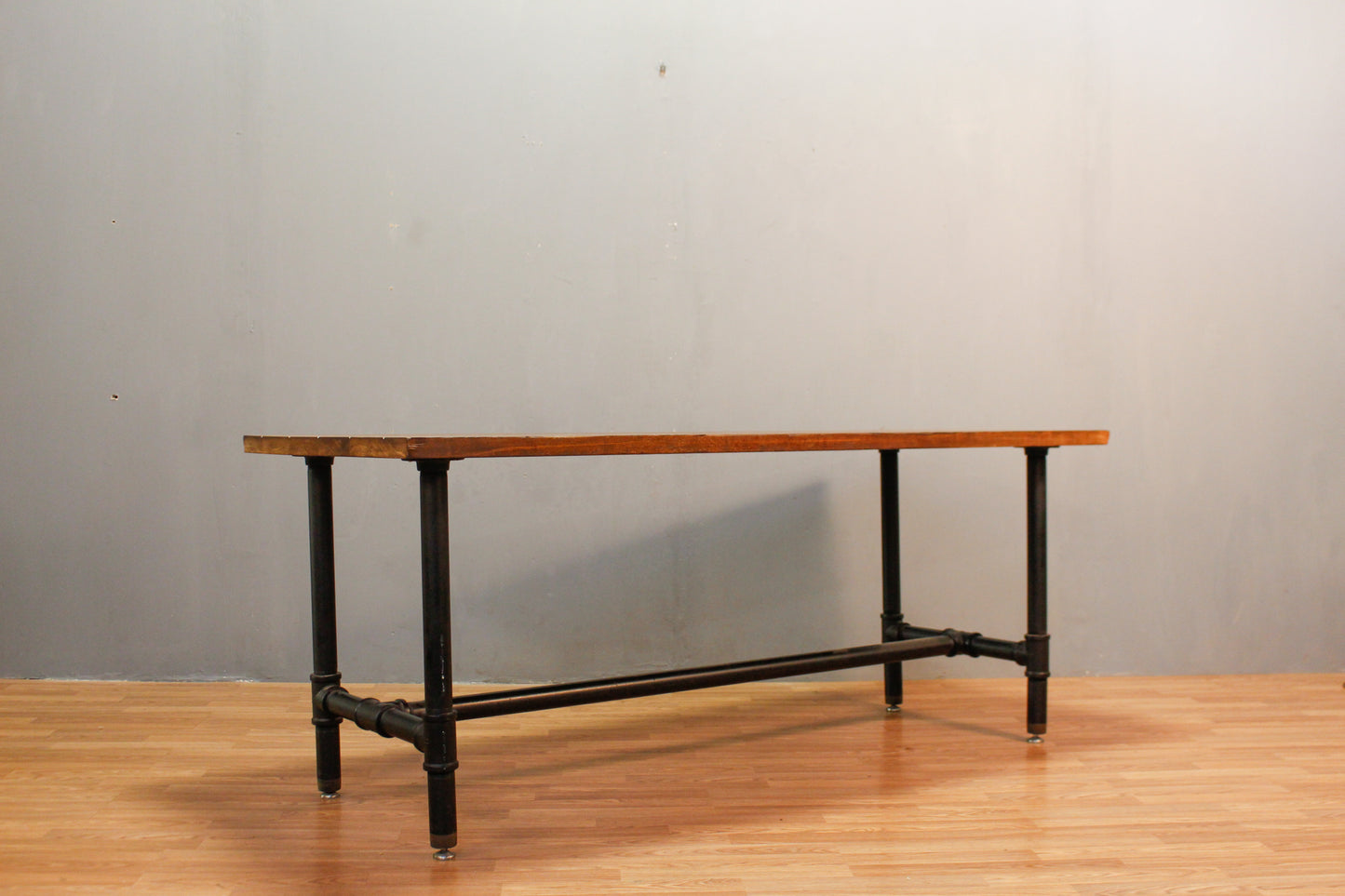 Large Industrial Steel & Wood Plank Table - ONLINE ONLY