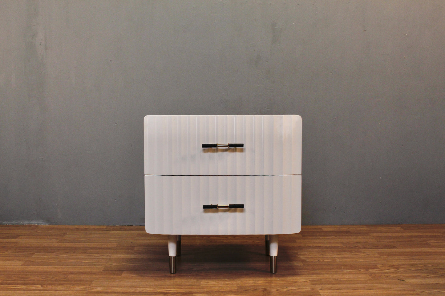 Modern White Wave Nightstand