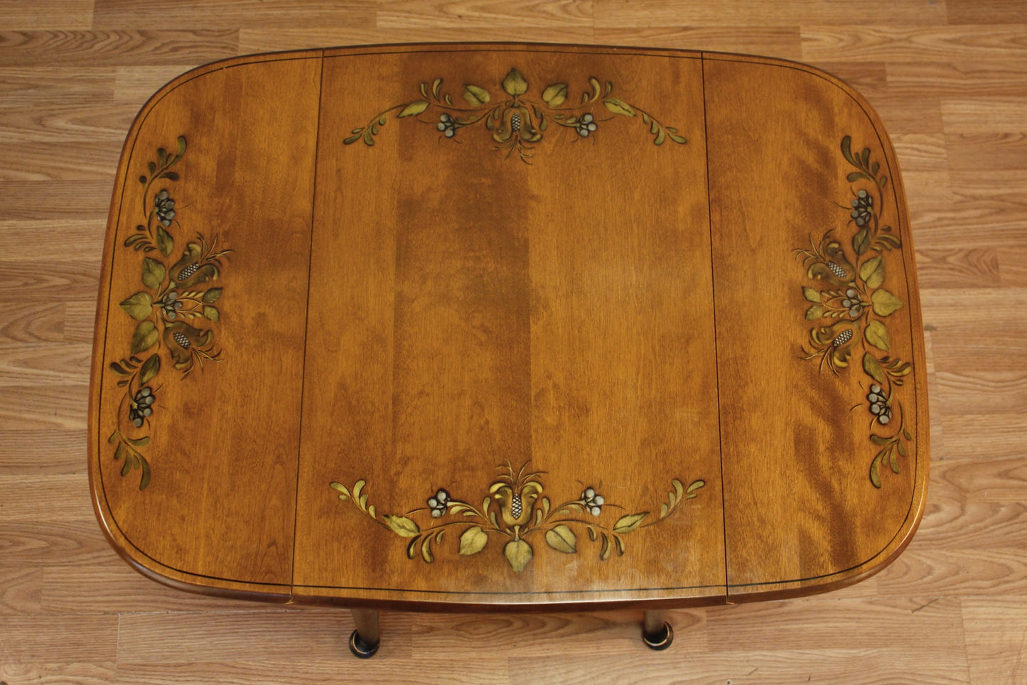 Hitchcock-Style Floral Drop-Leaf End Table