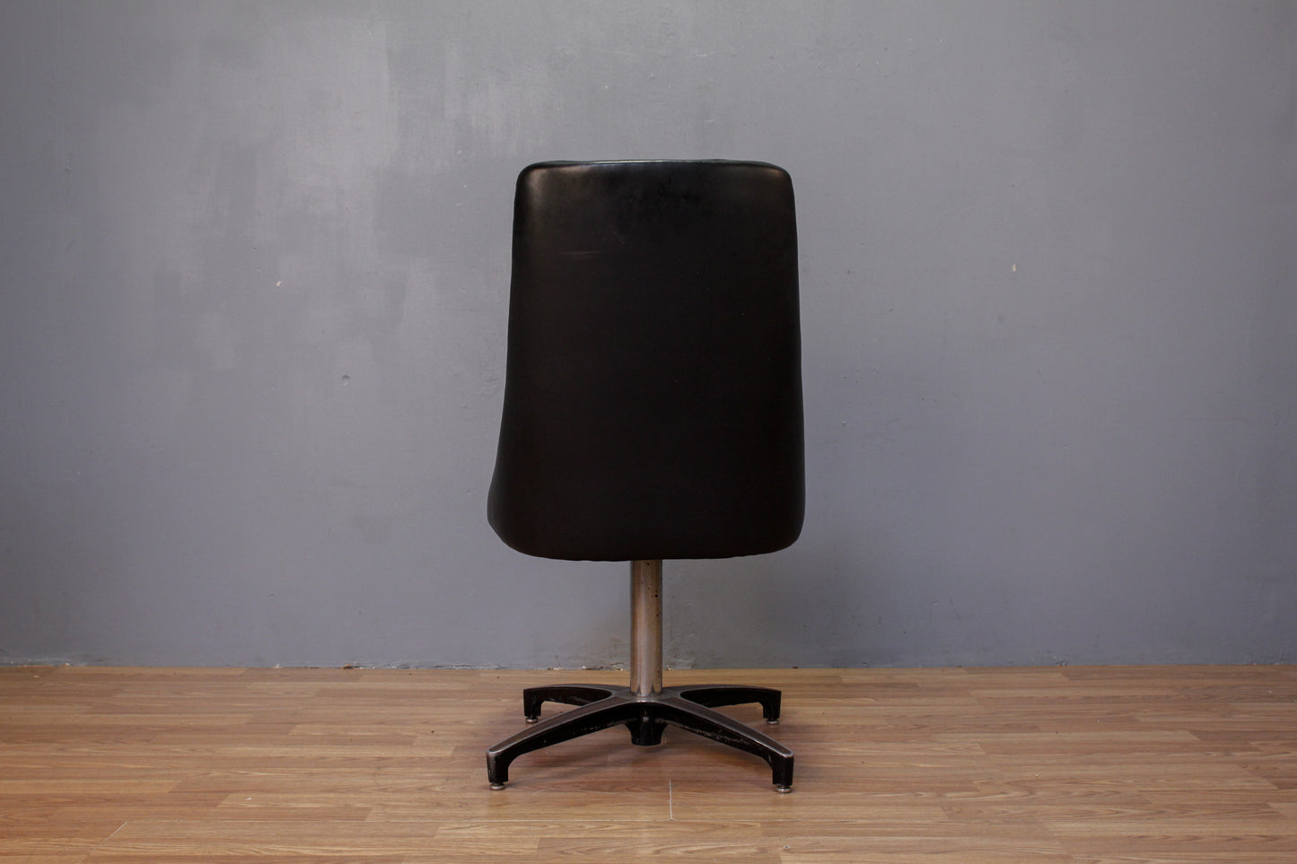 Chromcraft Black Vinyl Swivel Side Chair