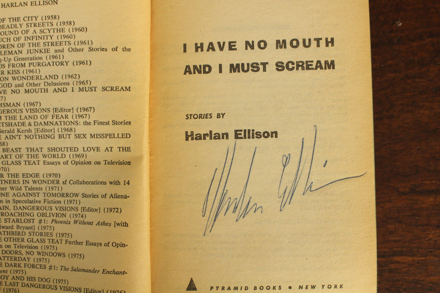 "I Have No Mouth & I Must Scream" Signed Book