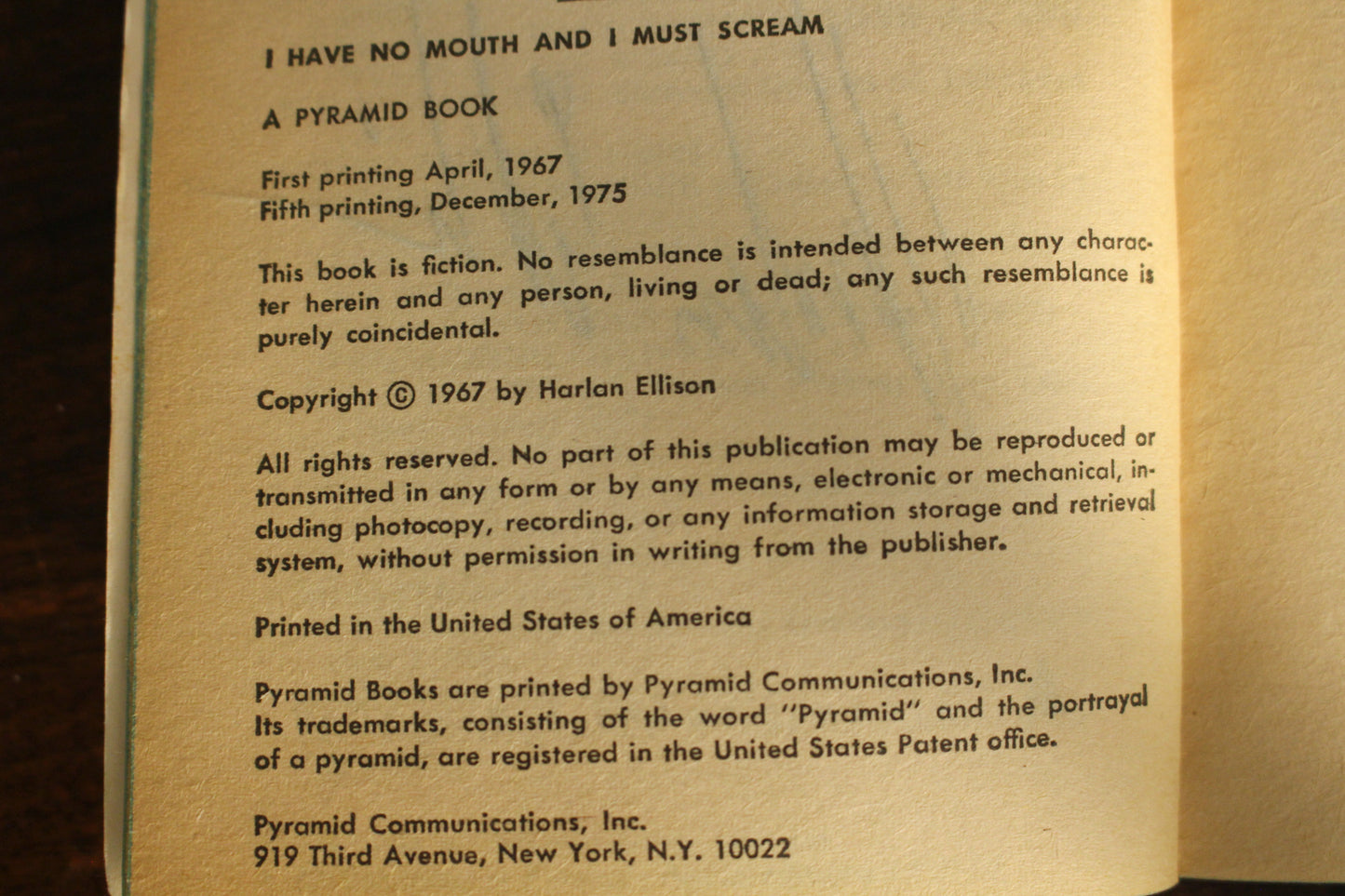"I Have No Mouth & I Must Scream" Signed Book