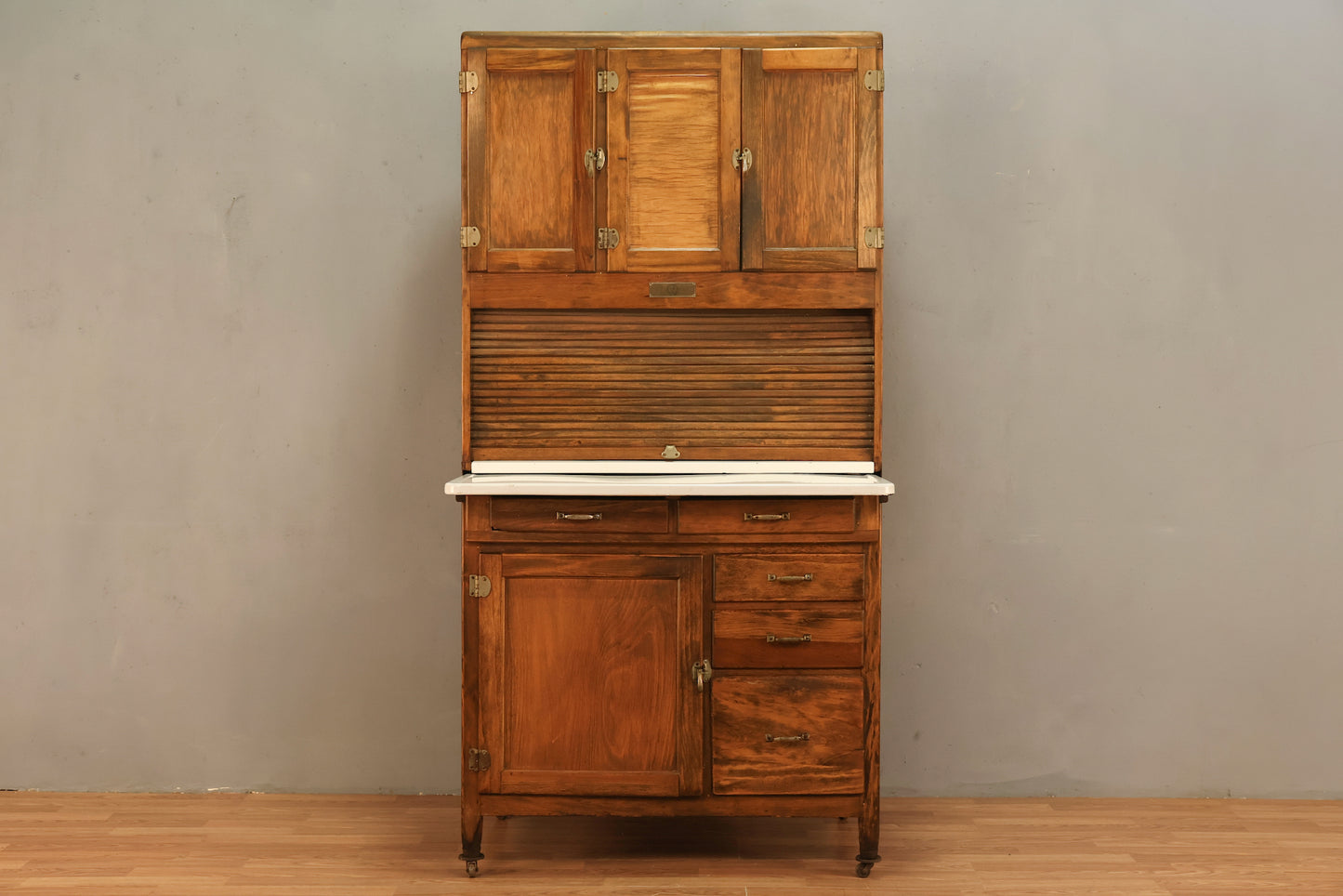 Wood & Enamel Hoosier Kitchen Cabinet