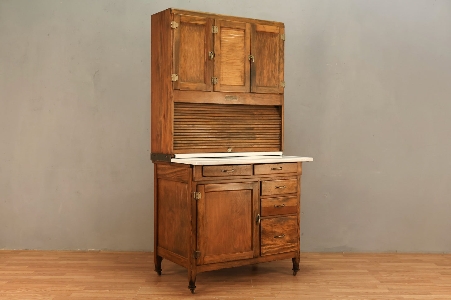 Wood & Enamel Hoosier Kitchen Cabinet