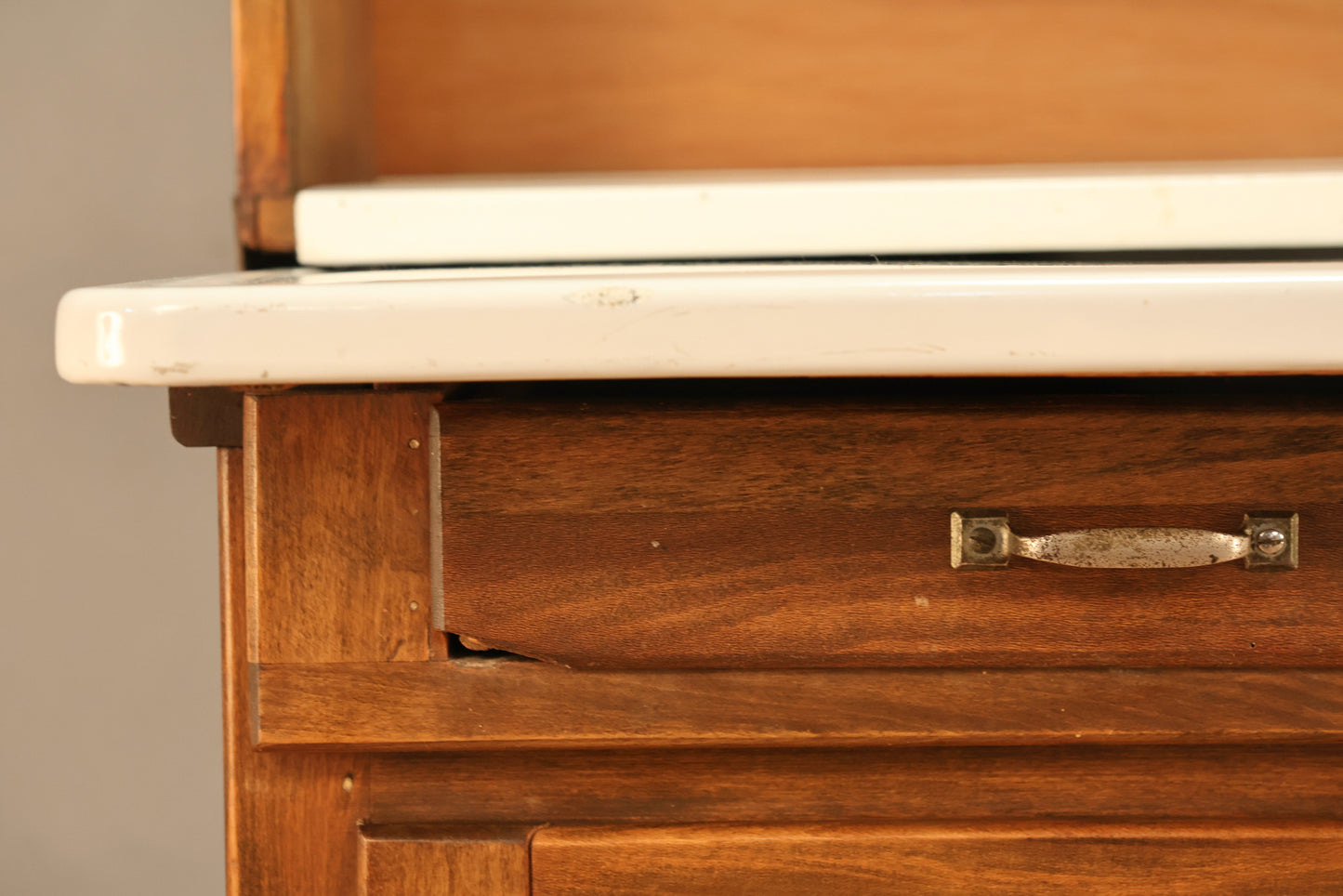 Wood & Enamel Hoosier Kitchen Cabinet