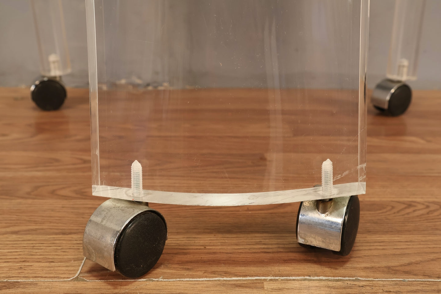 Postmodern Lucite & Gray Rolling Armchair