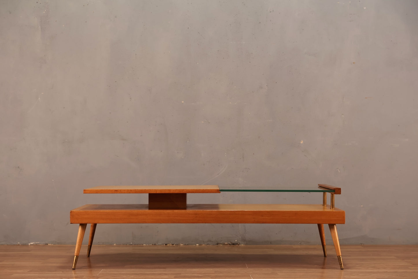 Mid Century Golden & Glass Coffee Table