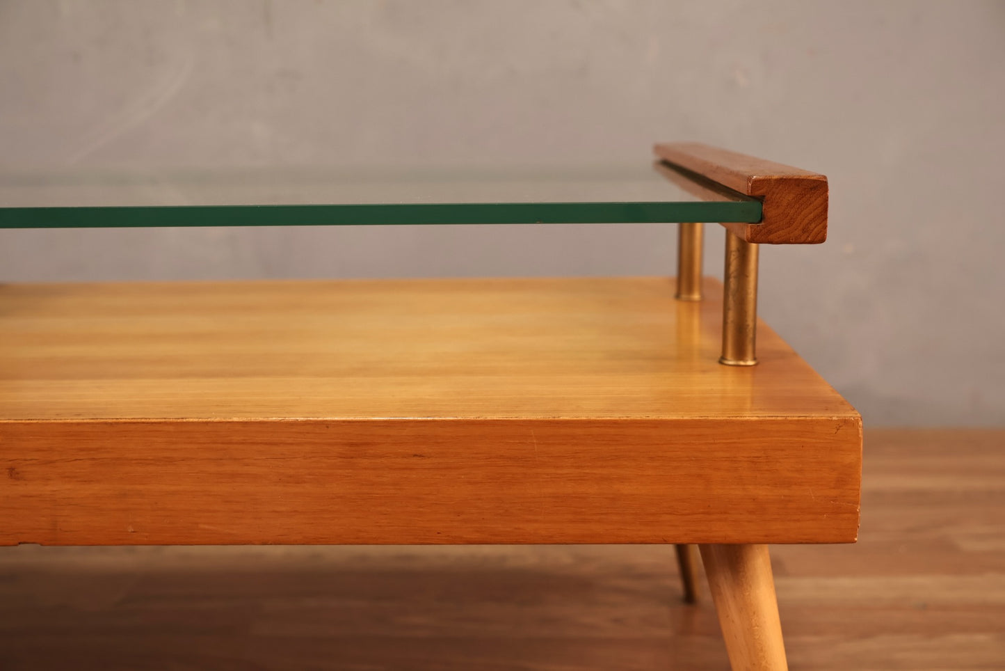 Mid Century Golden & Glass Coffee Table
