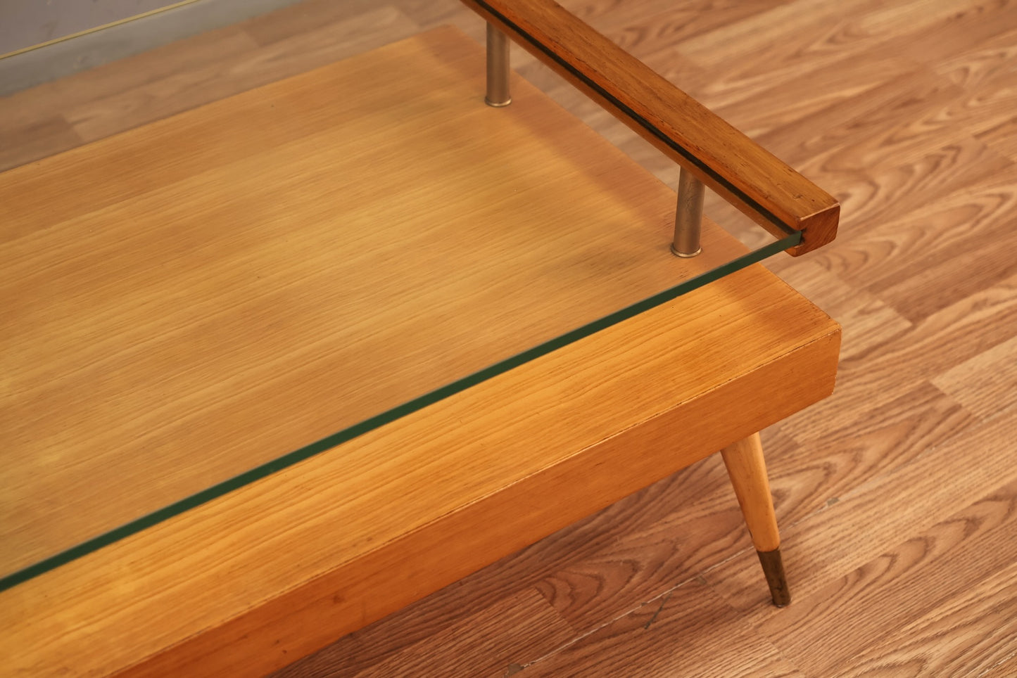 Mid Century Golden & Glass Coffee Table