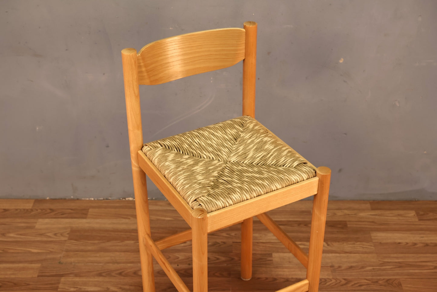Italian Blonde Rush-Seat Bar Stool