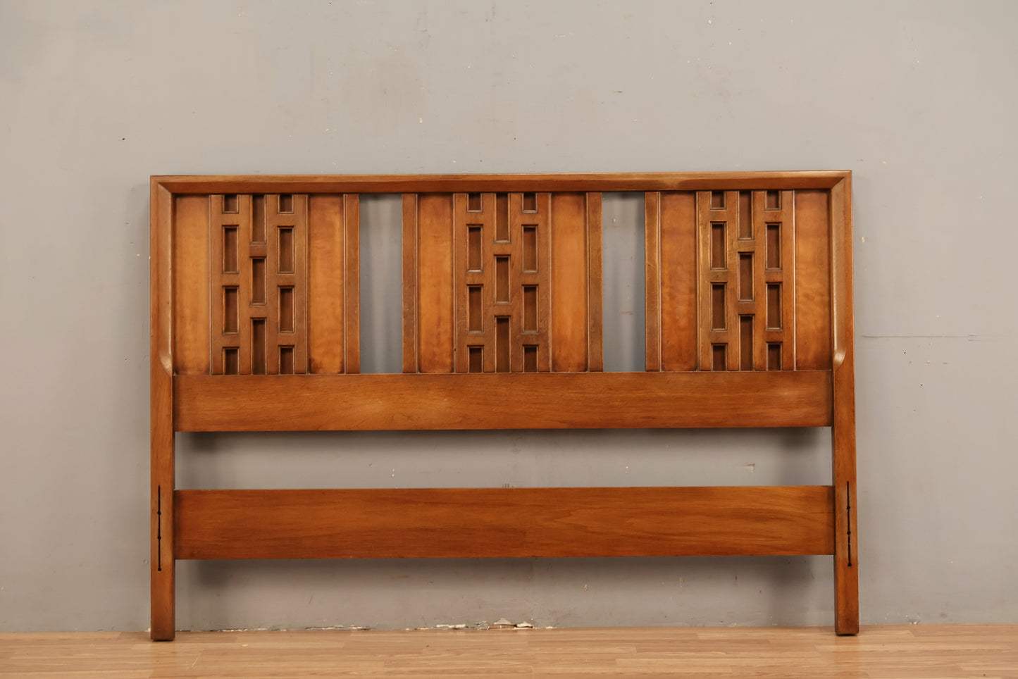 Geometric Paneled Walnut Full Headboard