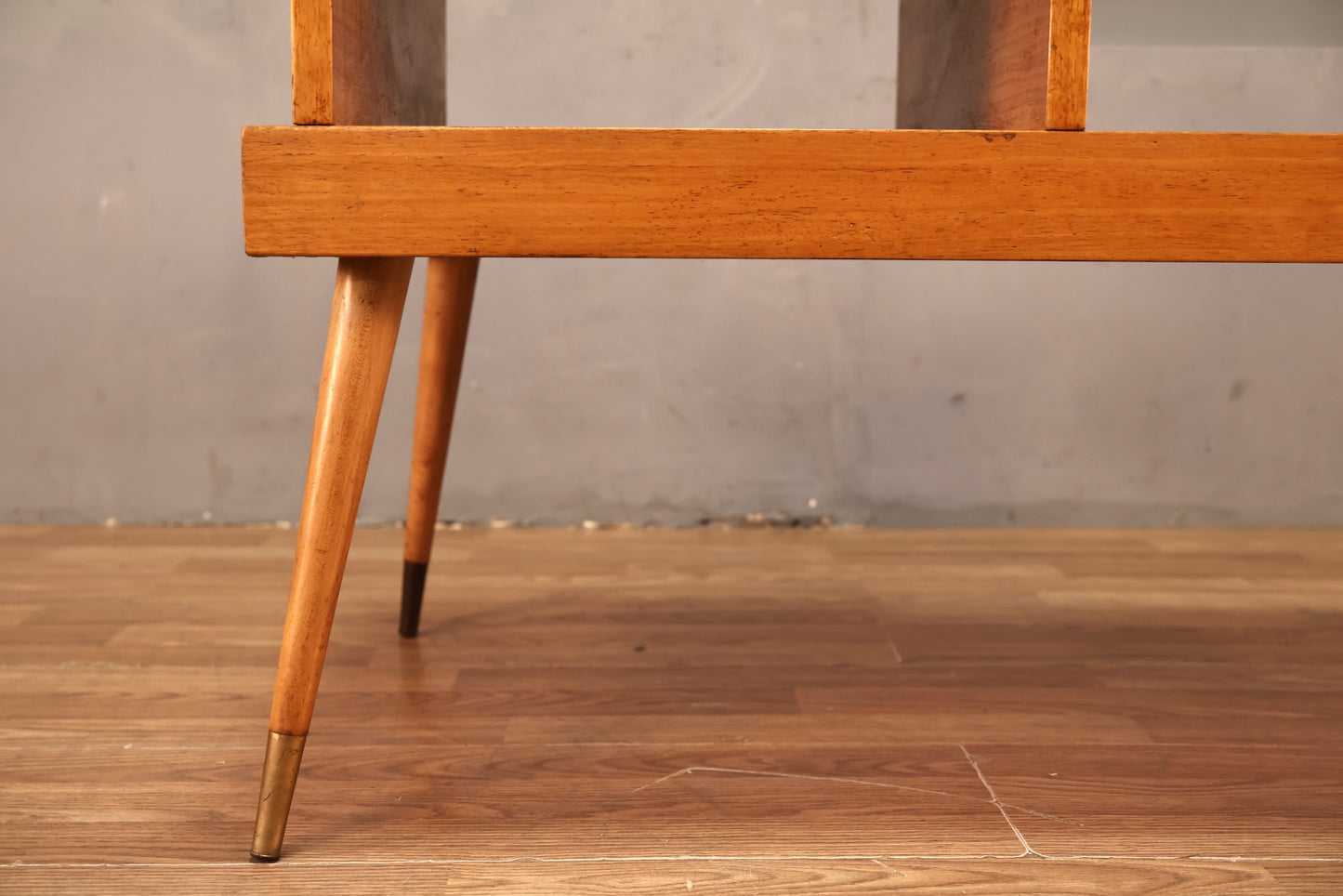 Mid Century Golden & Glass Stepback End Table - ONLINE ONLY