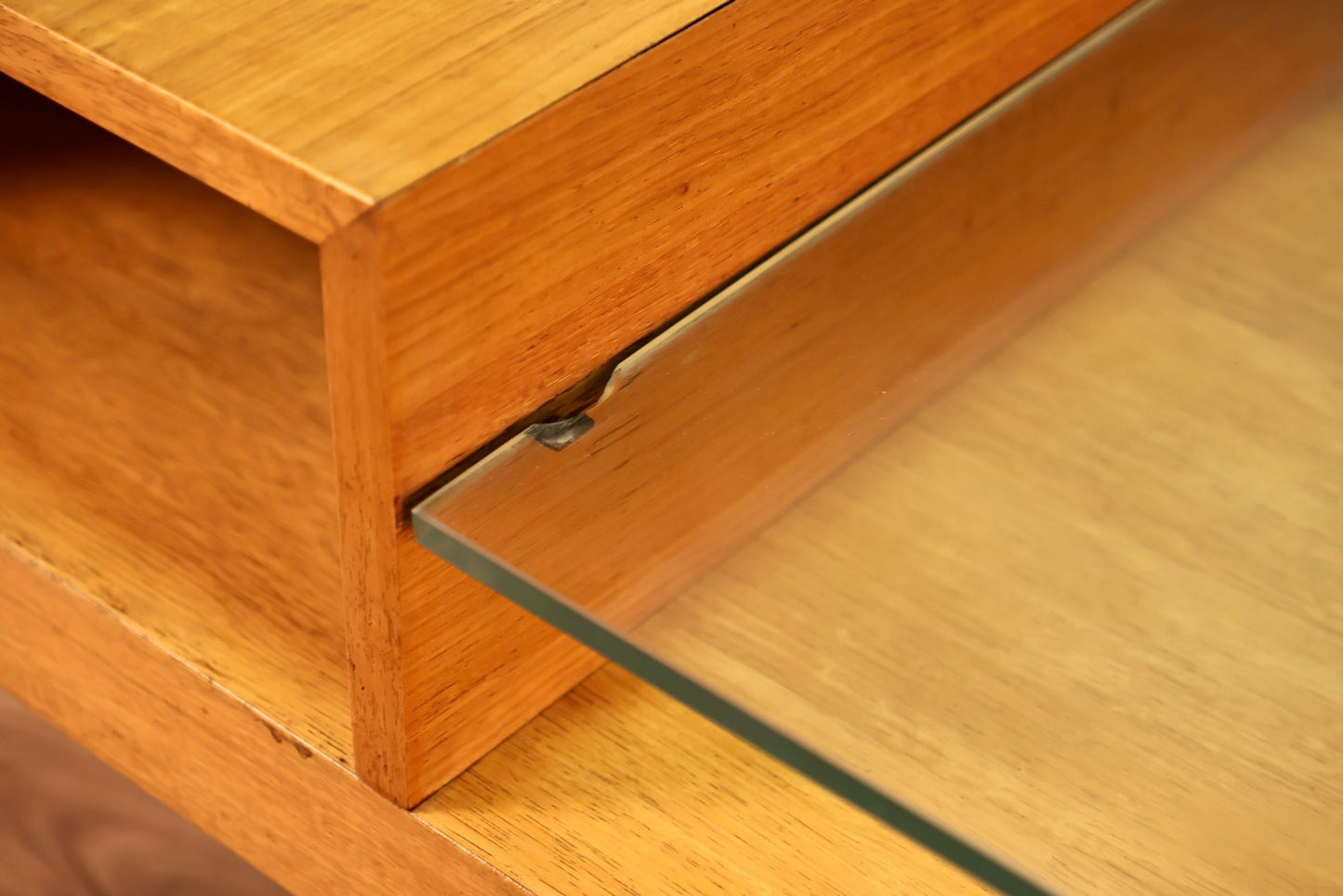 Mid Century Golden & Glass Stepback End Table - ONLINE ONLY
