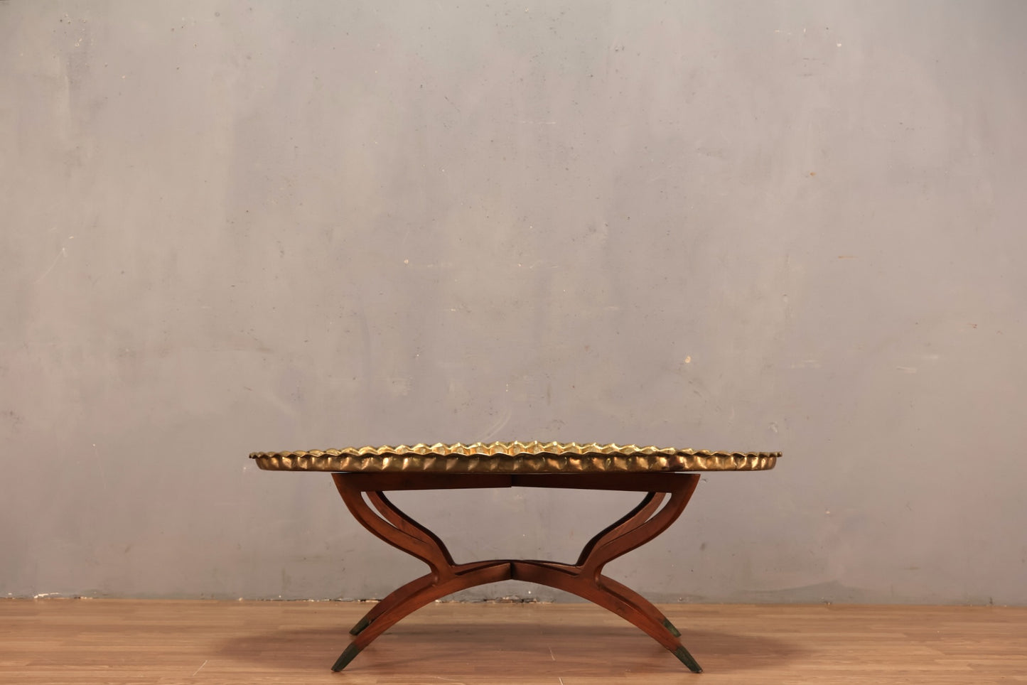 Moroccan-Style Brass Oval Tray-Top Coffee Table