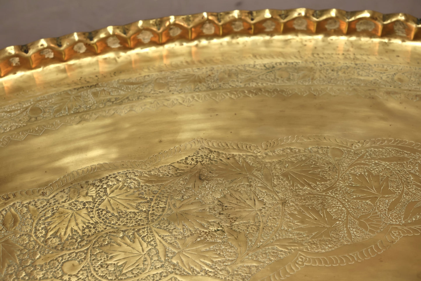 Moroccan-Style Brass Oval Tray-Top Coffee Table