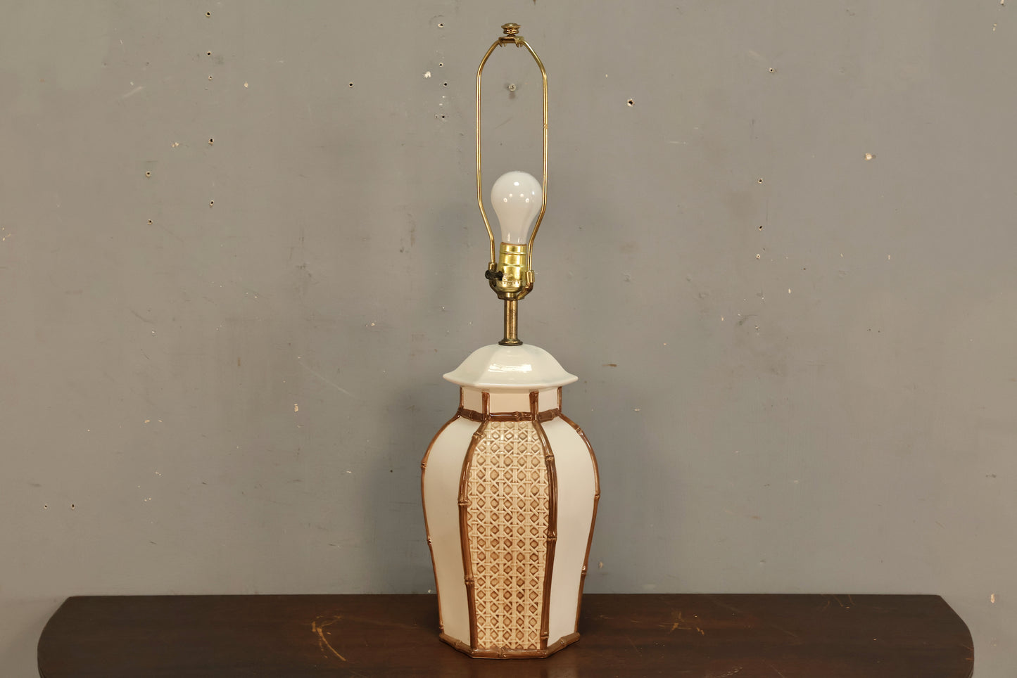 Pair of Ceramic Bamboo Table Lamps