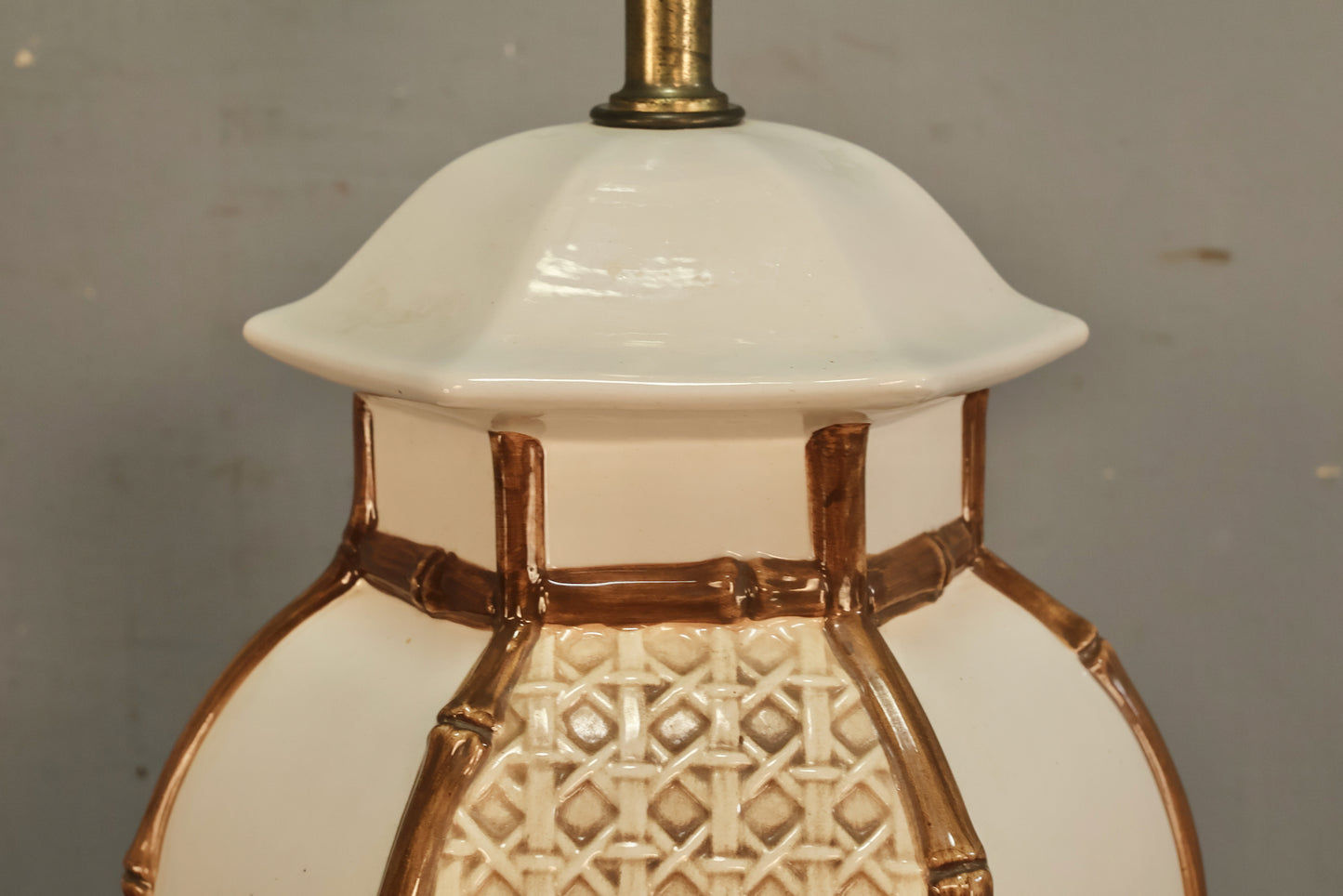 Pair of Ceramic Bamboo Table Lamps