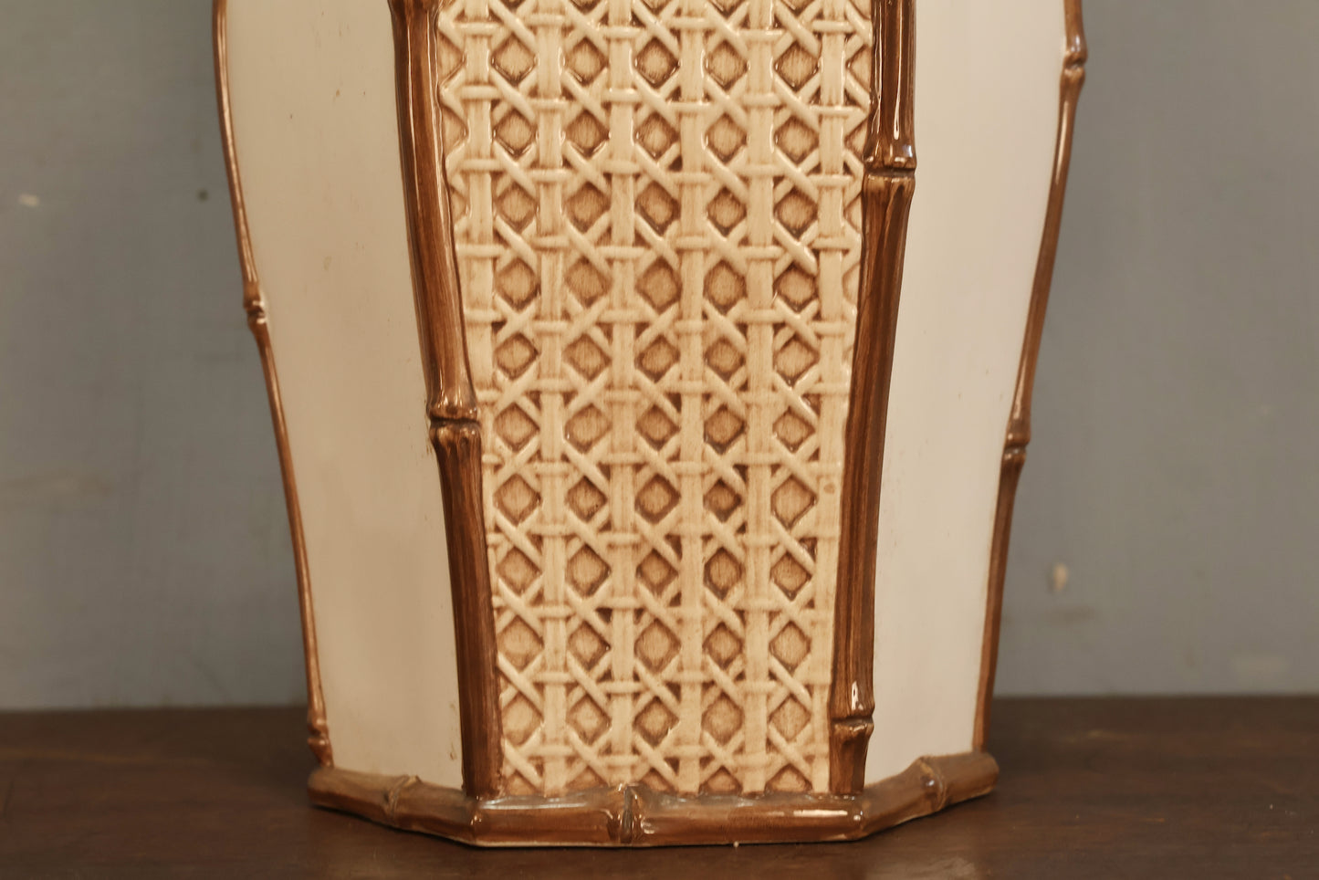 Pair of Ceramic Bamboo Table Lamps