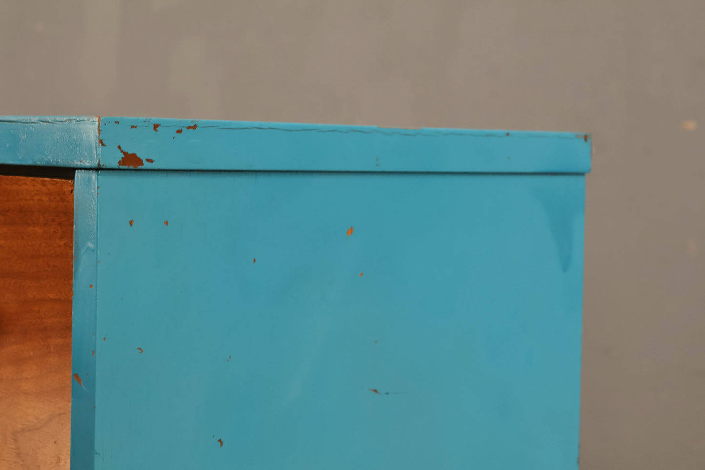 Concave Walnut & Cyan 2-Drawer Nightstand