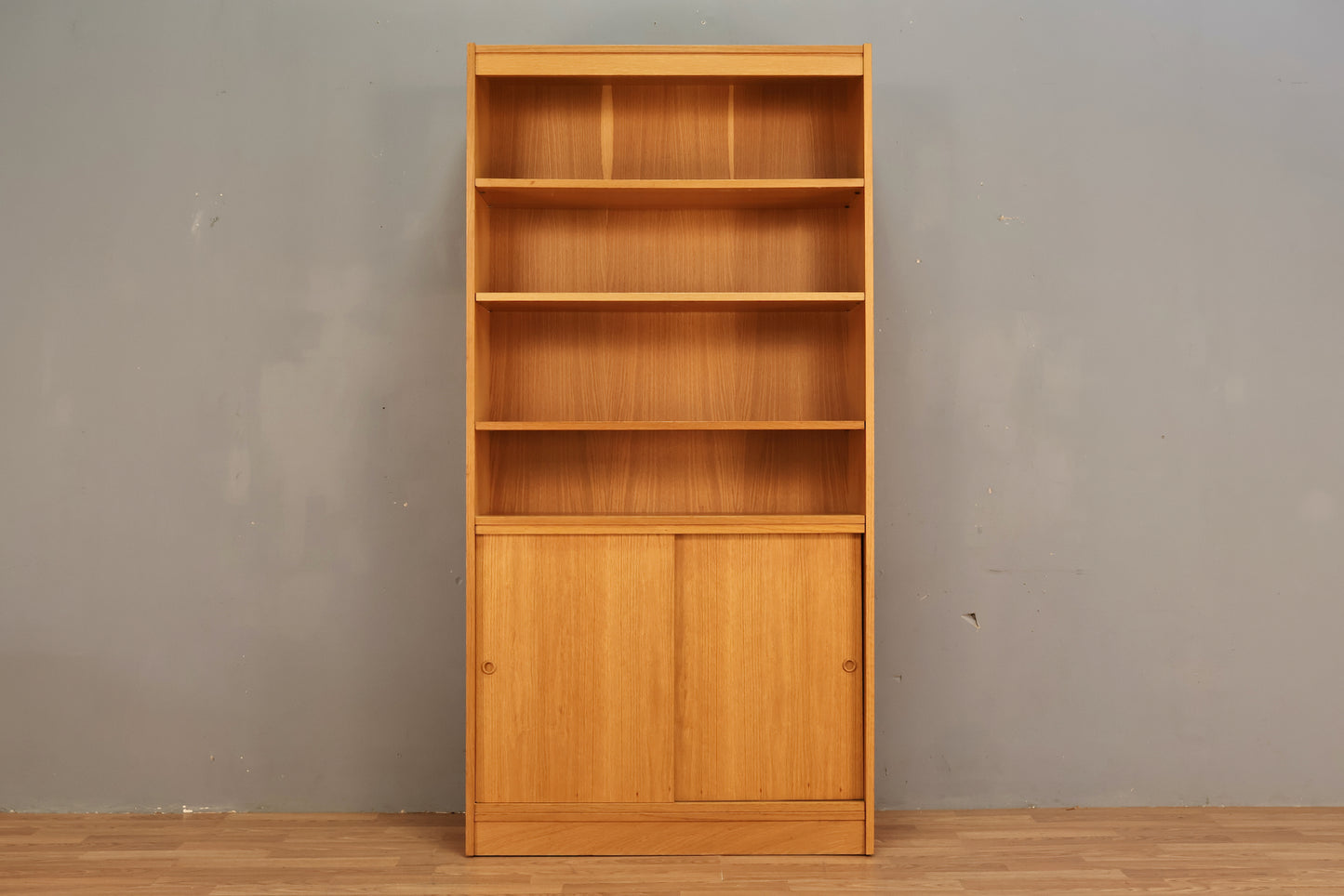 Blonde Teak 6-Tier Sliding-Door Wall Unit - ONLINE ONLY