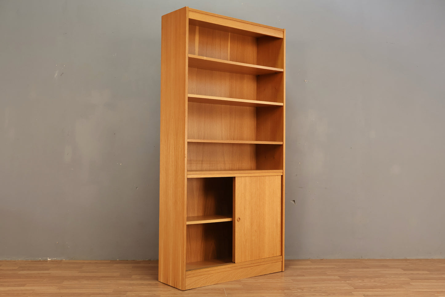 Blonde Teak 6-Tier Sliding-Door Wall Unit - ONLINE ONLY