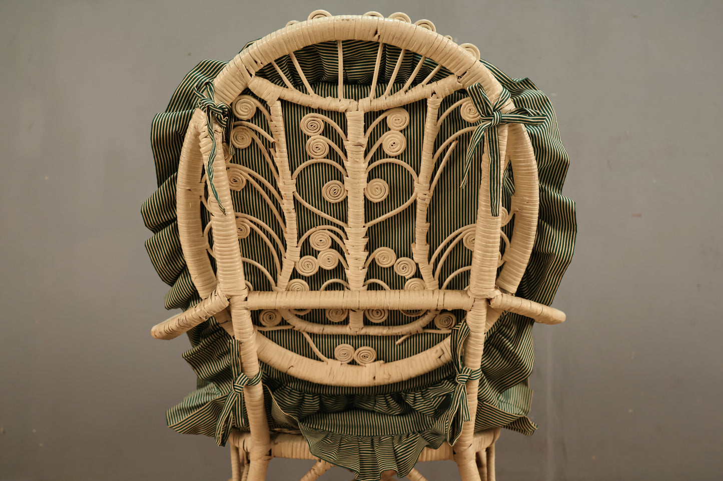 White Wicker & Teal Rocking Chair - ONLINE ONLY