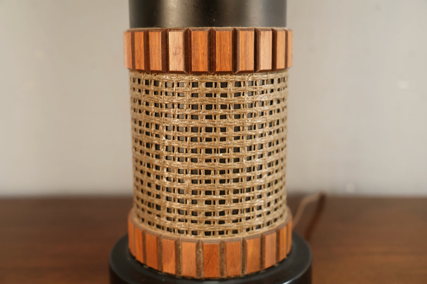Black & Woven Gruvwood Table Lamp