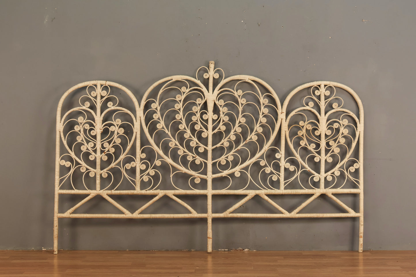 White Wicker King Headboard