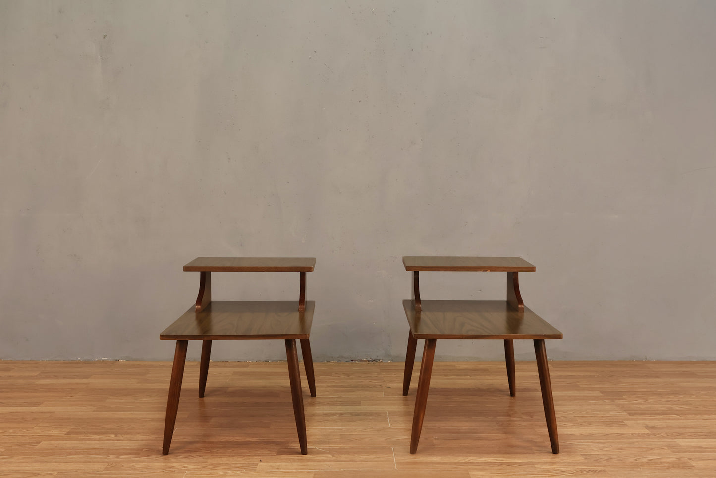 Mid Century Laminate Stepback Side Table - ONLINE ONLY